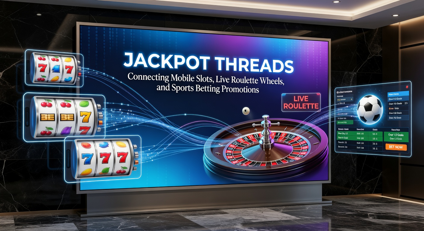 Visuelle Darstellung vernetzter Jackpots mit Mobile Slots, Roulette und Sportwetten-Elementen, die sich durch goldene Fäden verbinden