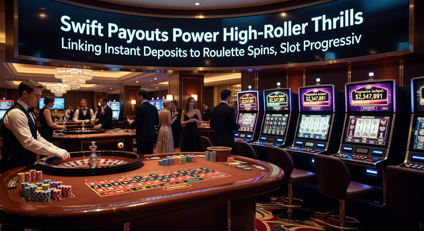 Progressive Slot-Jackpot-Meter, der explodiert, während Instant-Transaktionen im Vordergrund pulsieren und Sportwetten-Action im Hintergrund tobt